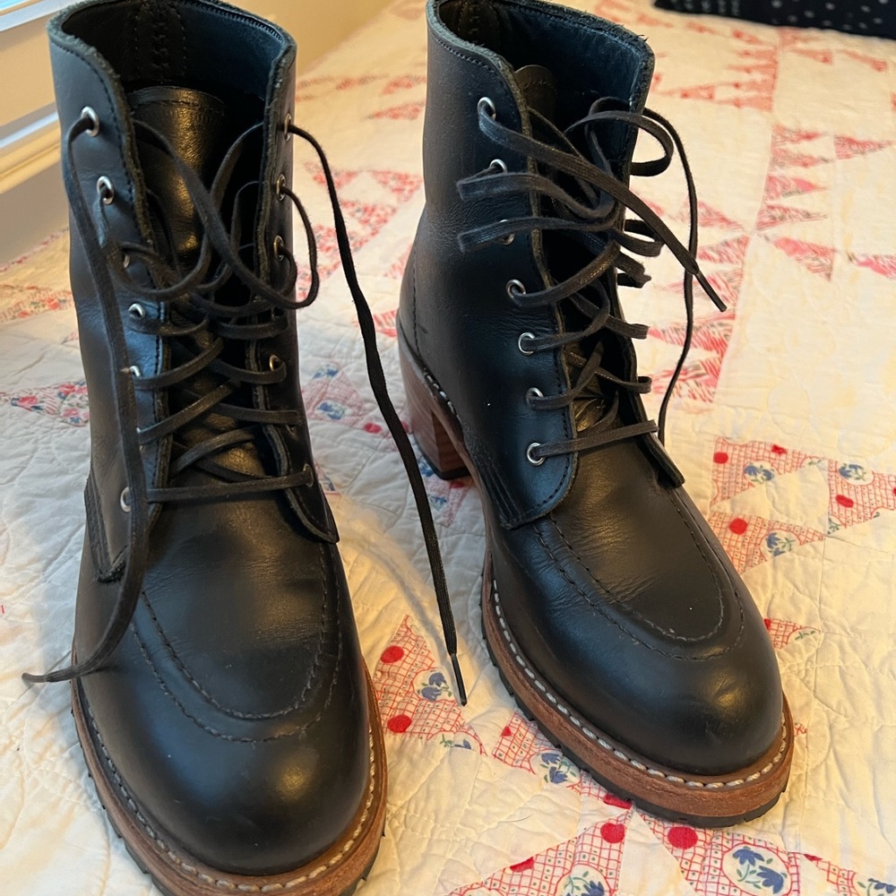 Black Leather Lace-Up Boots